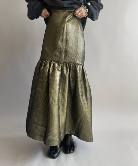【USED】 Dead Stock BCBG MAXAZARIA Gold Lame Skirt/ 241006-011