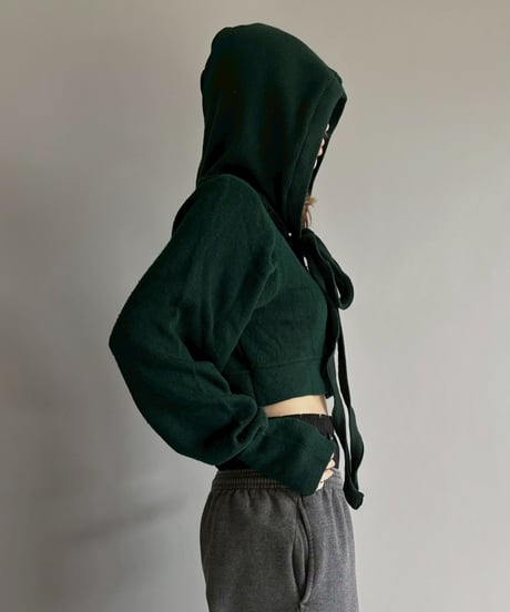 【RE;CIRCLE】 RE Hooded Acrylic Short Cardigan / 260205-003