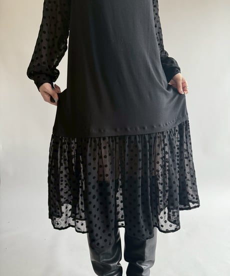 【USED】  Made in Italy MM6 Maison Martin Margiela Dot Pattern L/S Long One Piece   /250412-040