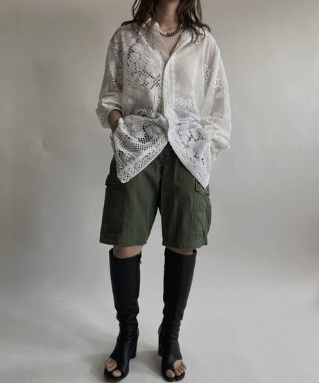 【RE;CIRCLE】 RE Crochet Lace Big Shirt / 220427-006