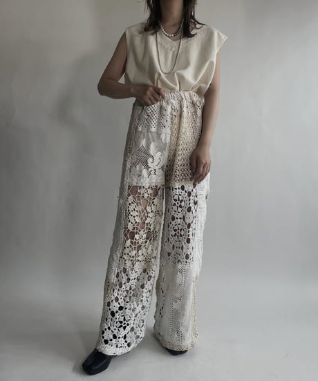 【RE;CIRCLE】 RE Crochet Patchwork Pants / 220623-027