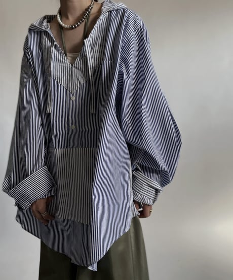 【RE;CIRCLE】 RE Stripe Shirt Mexican Hoodie / 220423-029