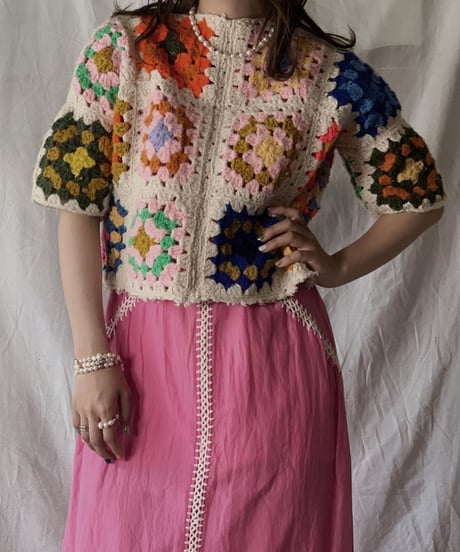 【RE;CIRCLE】 RE Granny Knit Top①/210421-005