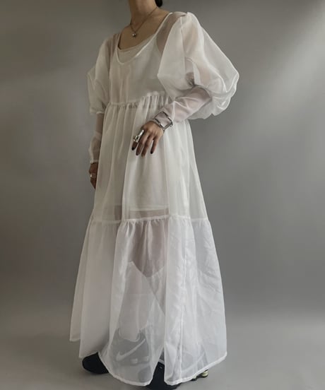 【RE;CIRCLE】 RE Sheer Puff Sleeve One-piece / 230706-002