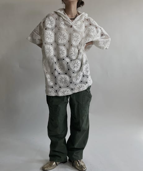 【RE;CIRCLE】 RE Crochet Lace S/S Hoodie / 220427-029