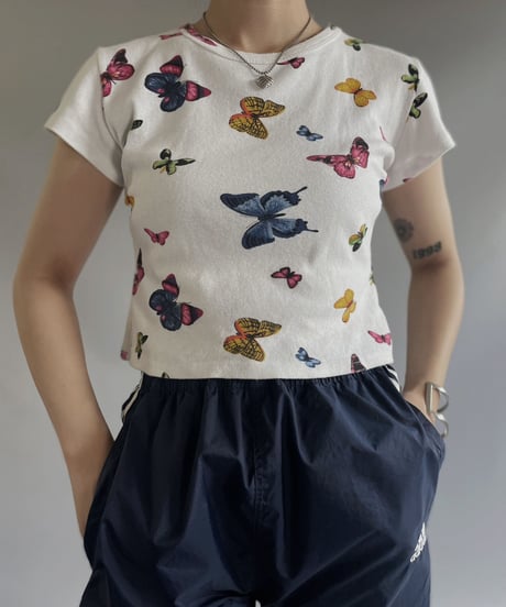 【USED】 Made in USA  Butterfly Patterned S/S T-Shirt / 230729-019
