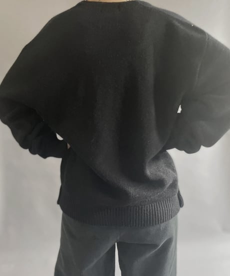 【USED】 Acrylic Knit Cardigan Black / 230211-019