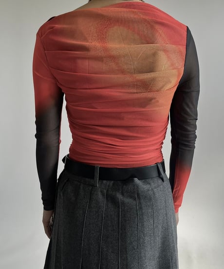 【USED】 MANIERE DE VOIR Pattern Sheer Top/250118-026