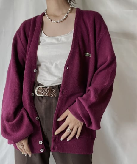 【USED】   LACOSTE Knit Cardigan④/210930-031