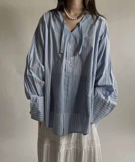 【RE;CIRCLE】 RE Stripe Shirt Mexican Hoodie / 220423-037