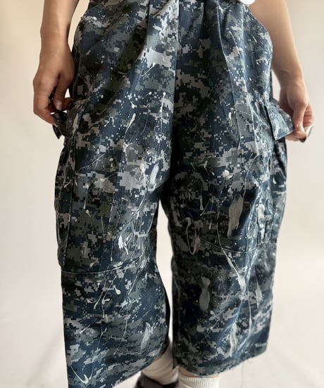 【USED】 Military Camouflage Painted Cut off Shorts  / 250719-002