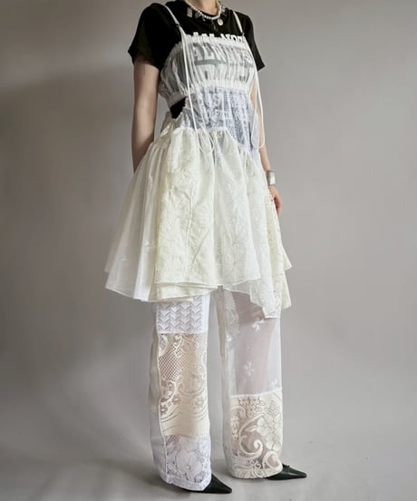 【RE;CIRCLE】RE Crochet Lace Patch work Camisole One-Piece Middle/250731-001