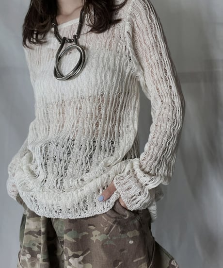 【USED】  Crochet Knit L/S Top ⑤/211014-039