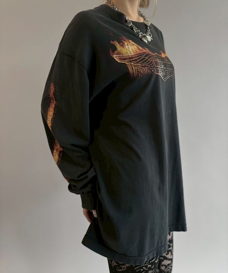 【USED】 HARLEY DAVIDSON Fire Pattern L/S T-Shirt / 260607-012