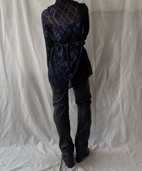【USED】  Velor Patterned See-through Shirt/210407-007