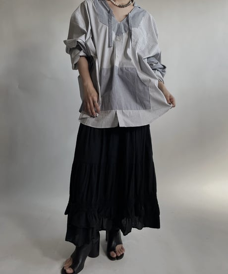 【RE;CIRCLE】 RE Stripe Shirt Mexican Hoodie / 220423-031