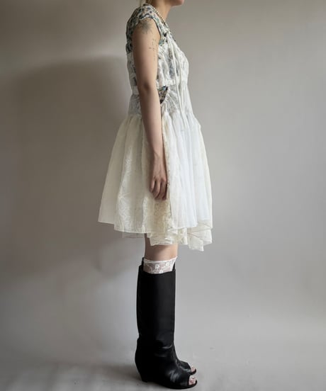 【RE;CIRCLE】RE Crochet Lace Patch work Camisole One-Piece Middle/250731-009