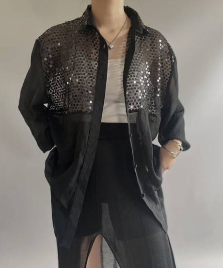 【USED】 L/S Spangle Sheer Shirt / 230722-012