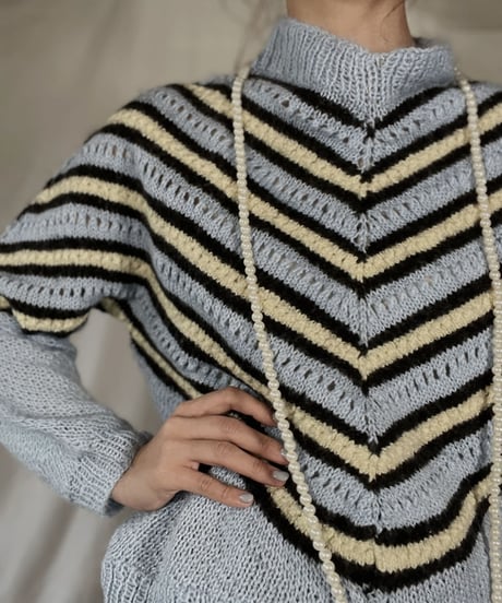 【USED】   Stripe Pattered Knit L/S Top/211216-032