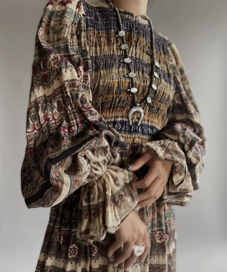 【RE;CIRCLE】 RE Indian Cotton Balloon Sleeved One-piece / 220901-005