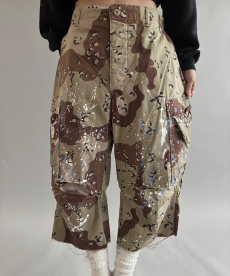 【USED】 Military Camouflage Cut Off Paint Pants /250925-003