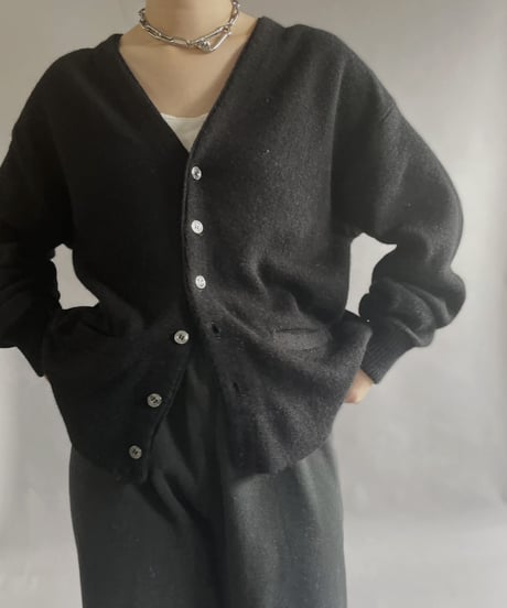 【USED】 Acrylic Knit Cardigan Black / 230211-019