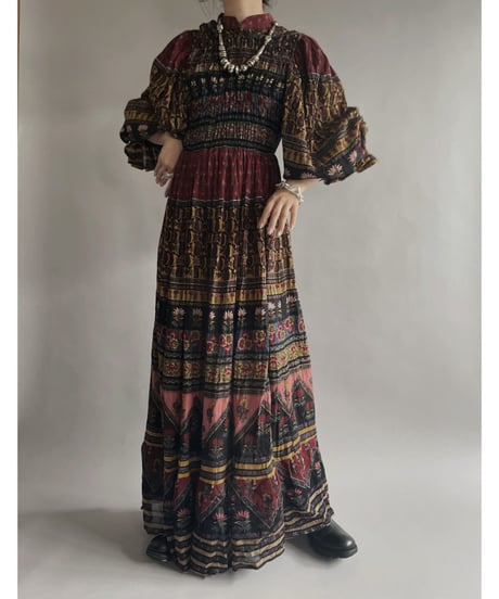 【RE;CIRCLE】 RE Indian Cotton Balloon Sleeved One-piece / 220901-003