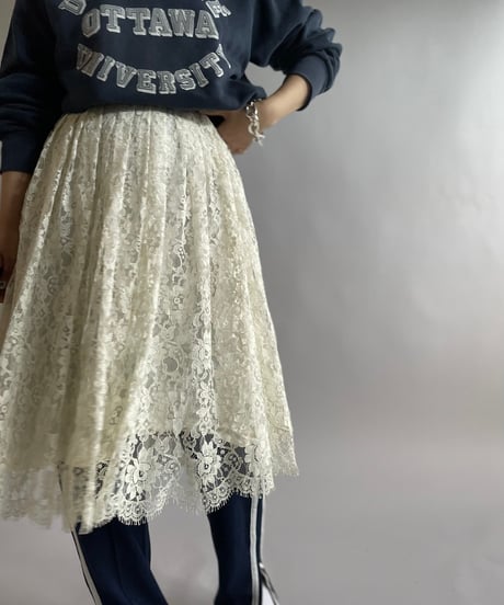 【USED】 Lace Patterned Sheer Skirt/ 240921-027
