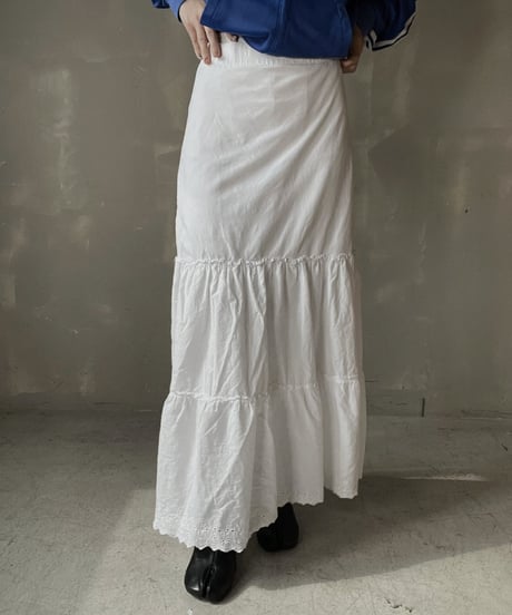 【USED】  White Cotton Long Skirt/220220-043
