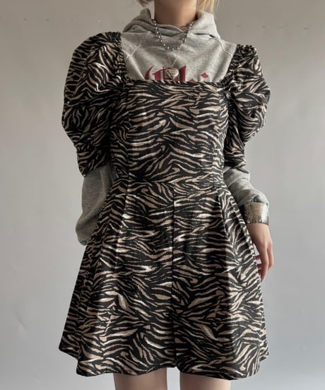 【USED】 Puff sleeves zebra Mini One‐Piece /250927-016