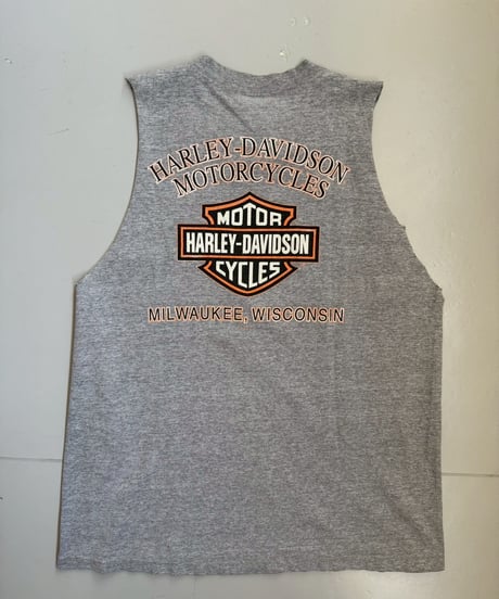 【USED】   Made in USA HARLEY- DAVIDSON Cut off Tank Top /250510-006