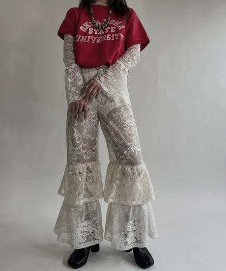 【RE;CIRCLE】 RE Crochet Lace Tiered Pants / 220526-019