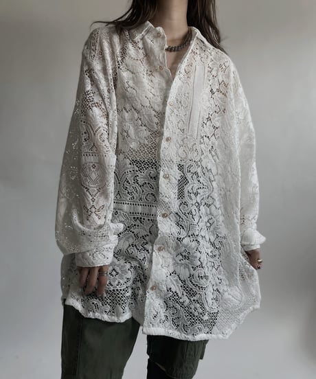 【RE;CIRCLE】 RE Crochet Lace Big Shirt / 220427-007