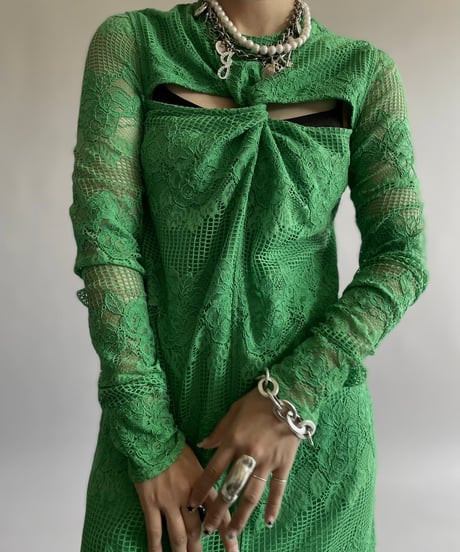 【USED】 GANNI Lace Patterned Long One-Piece /240914-029
