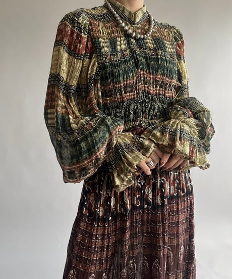 【RE;CIRCLE】 RE Indian Cotton Balloon Sleeved One-piece / 240912-006