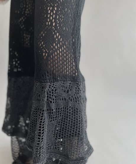 【RE;CIRCLE】 RE Crochet Tiered Pants Black / 220818-011