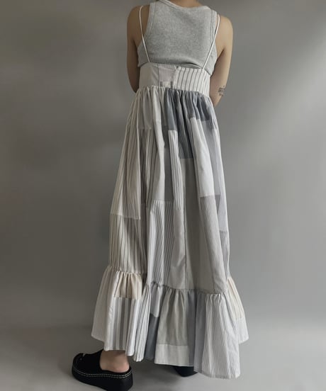 【RE;CIRCLE】 RE Patchwork Strip Shirt One-Piece / 230713-005