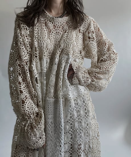 【RE;CIRCLE】 RE Crochet Lace Patchwork One-piece / 220427-040