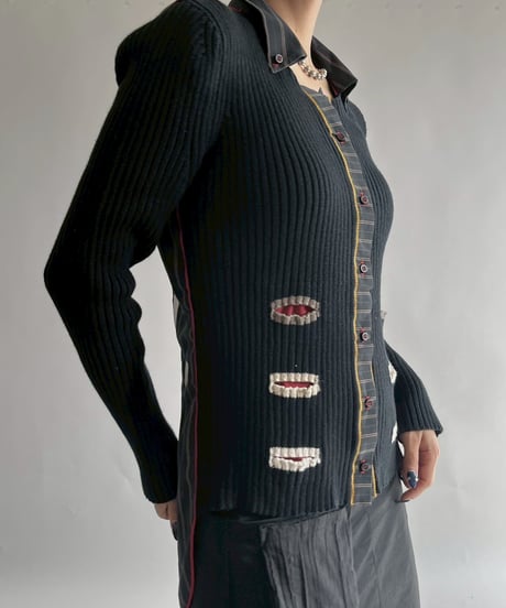 【USED】 Cop.Copine Rib Knit Shirt Cardigan /251014-016