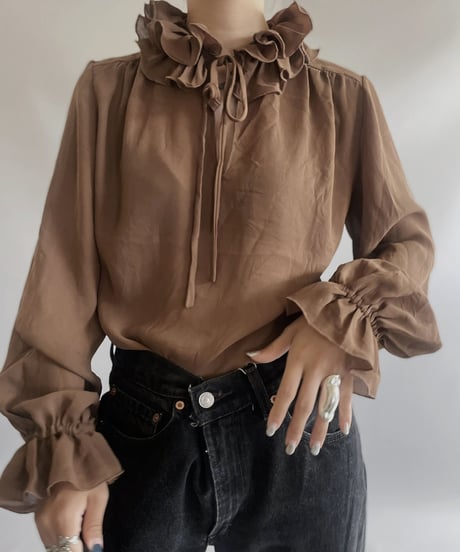 【USED】L/S Puff Sleeve See-through Top /230909-014