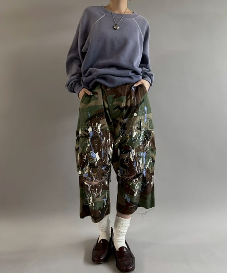 【USED】 Military Camouflage Painted Cut off Shorts / 251101-029