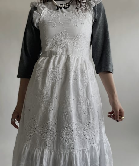 【USED】 White Cotton Camisole One-piece / 220423-048