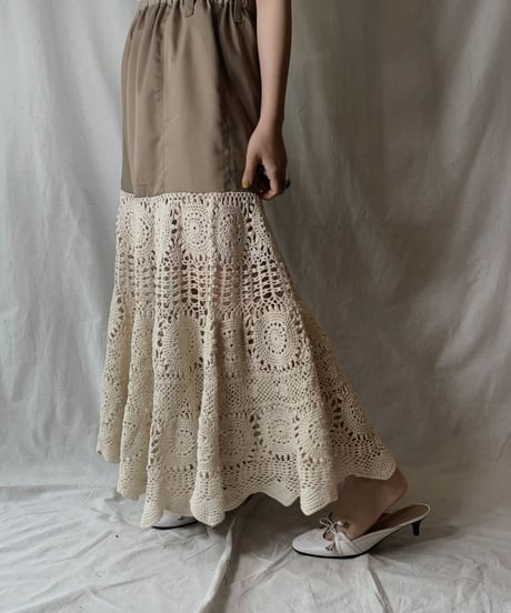【RE;CIRCLE】 RE Crochet Long Skirt①/210512-016