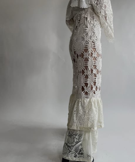 【RE;CIRCLE】 RE Crochet Lace Tiered Pants / 220526-032