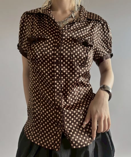 【USED】 Dot Pattern Puff Sleeves Blouse / 2560613-027