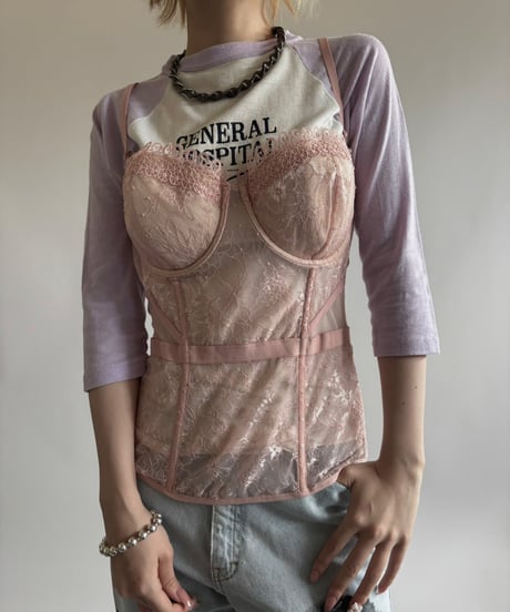 【USED】 Lace Pattern Camisole Bra Top  / 250531-019