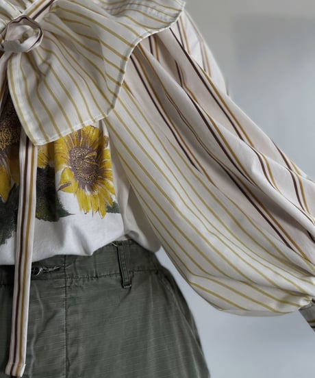 【RE;CIRCLE】 RE Striped Shirt Detachable Collar + Bolero / 220609-001