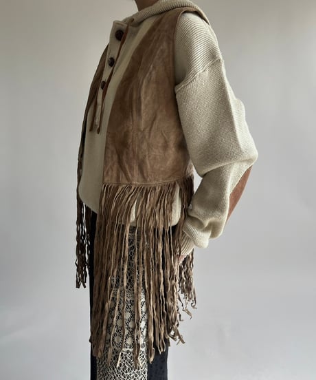 【USED】  Suede Fringe Vest /250118-006