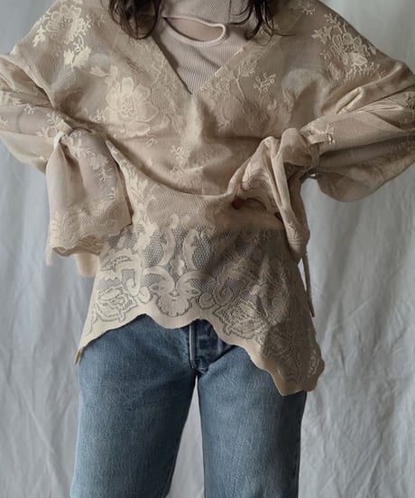 【RE;CIRCLE】 RE Lace Back Ribbon Blouse②/210630-002