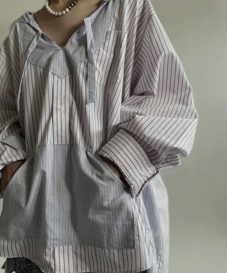【RE;CIRCLE】 RE Stripe Shirt Mexican Hoodie / 220423-033